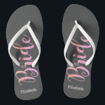 Cute Glitter Bride, Grey  -Personalized Flip Flops<br><div class="desc">Cute  bride on grey  background  with your name. Select the costume button to change the fonts style, colour and size.Any girl would love to have this elegant and stylish design .</div>