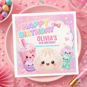 Cute Glitter Dumpling Bao Squishy Party Birthday Napkin