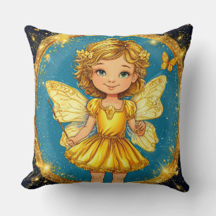 Cute Glitter Fairy Magical Wings Fantasy Decor Throw Pillow