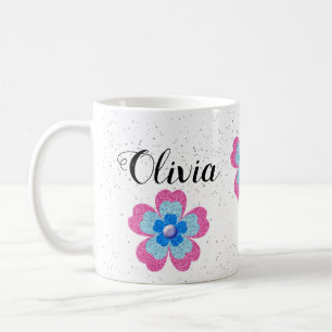 Cute glitter floral blooming garden coffee mug