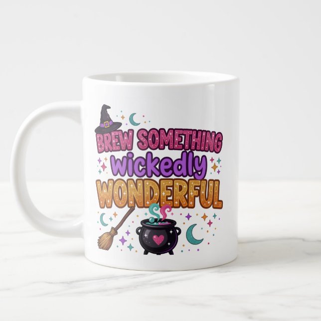 Cute Glitter Halloween Design Large Coffee Mug (Left)
