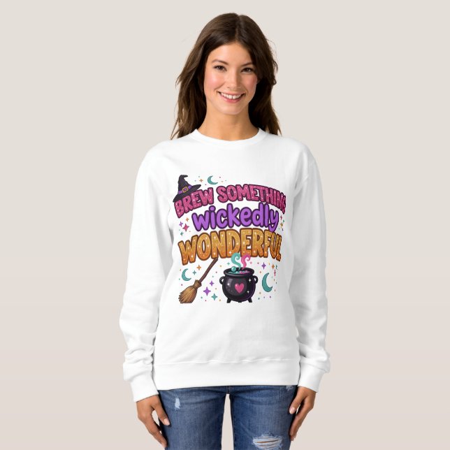 Cute Glitter Halloween Design Sweatshirt (Front Full)
