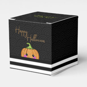 Cute Glitter Orange  Happy Halloween Party Favor Box