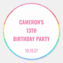 Cute Glitter Rainbow Colourful Custom Birthday