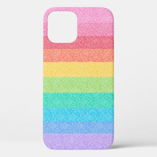 Cute Glitter Rainbow Stripes Colourful Pattern iPhone 12 Case