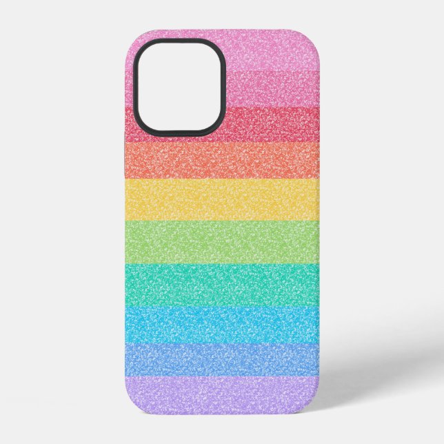 Cute Glitter Rainbow Stripes Colourful Pattern iPhone Case (Back)