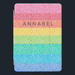 Cute Glitter Rainbow Stripes Colourful Pattern Nam iPad Pro Cover<br><div class="desc">Cute Glitter Rainbow Stripes Colourful Pattern Personalized Name Tablet Case</div>