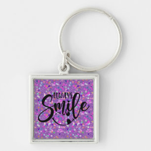 Cute Glitter shiny Always Smile Keychain