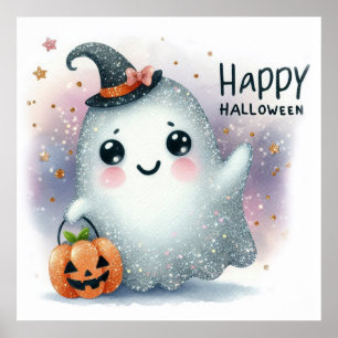Cute Glittery Ghost Poster