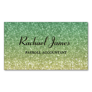 Cute Glittery Green Lime Ombre Magnetic Business Card