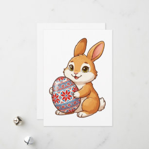 Cute Glossy Easter Bunny Vinyl Style Greeting Card