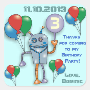 Cute Glossy Robot Personalized Party Stickers