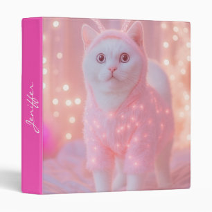 Cute Glowing Reindeer Kitty Winter Fantasy Binder
