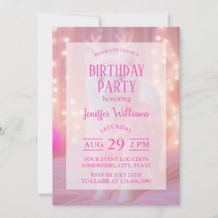 Cute Glowing Reindeer Kitty Winter Fantasy Invitation