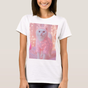 Cute Glowing Reindeer Kitty Winter Fantasy         T-Shirt