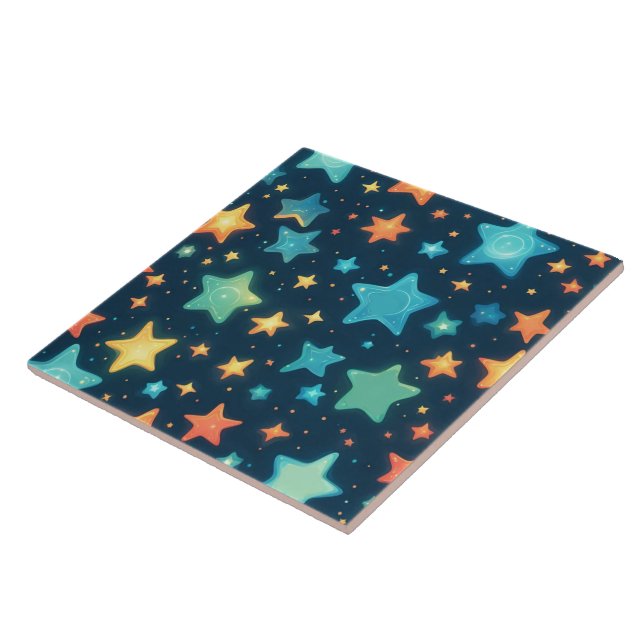 Cute glowing stars on blue tile (Side)