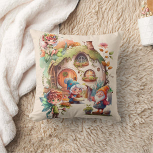 Cute Gnome And Fairy Throw Pillow   Wonderland