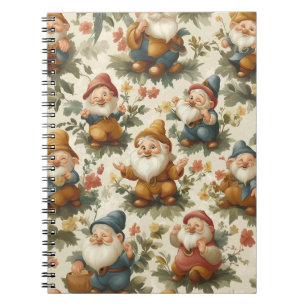 Cute gnome and flowers design notebook