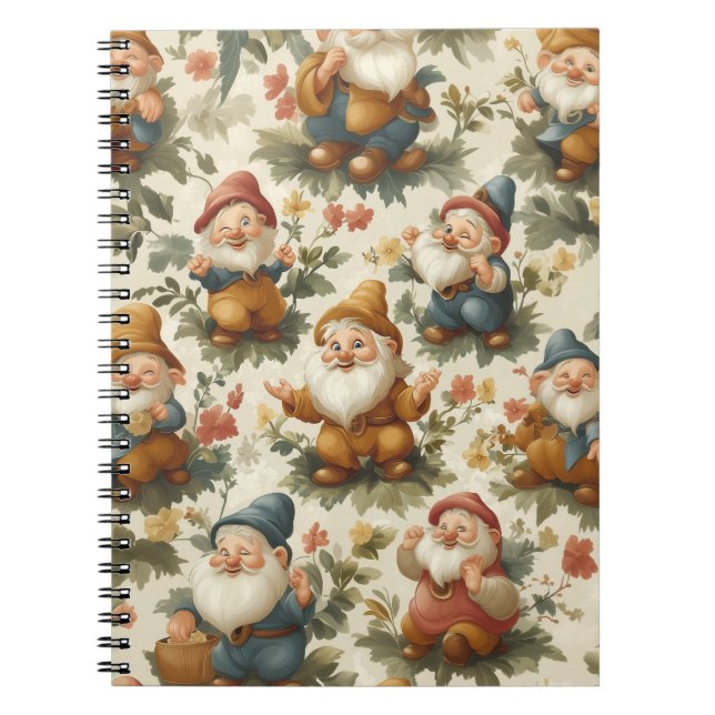 Cute gnome and flowers design notebook (Front)