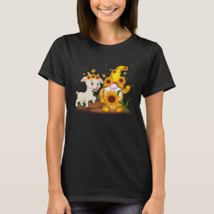 Cute Gnome And Goat Sunflower  Gnome Goat Farmer T-Shirt