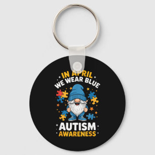 Cute gnome autism awareness month april wear blue  keychain