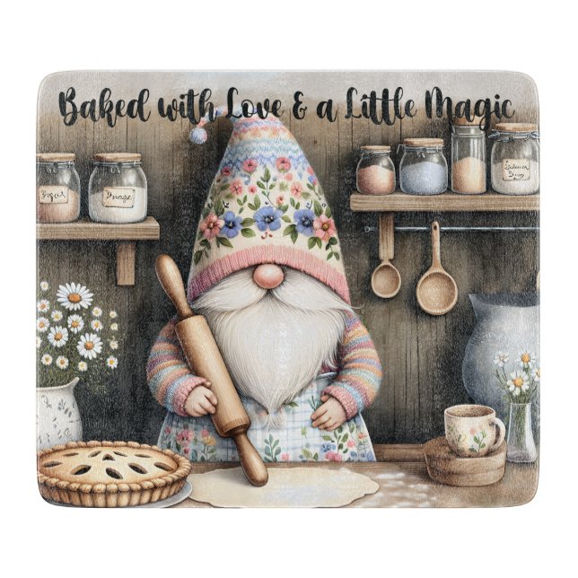 Cute Gnome Baked With Love Cutting Board (Front)