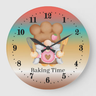 Cute gnome baking time add text large clock