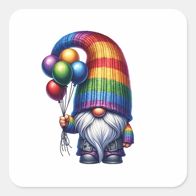 Cute Gnome Balloons Square Sticker (Front)