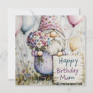 Cute Gnome Birthday Design for Mum Holiday Card