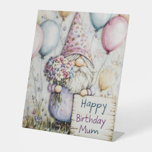 Cute Gnome Birthday Design for Mum Pedestal Sign
