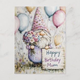 Cute Gnome Birthday Design for Mum Postcard