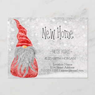 Cute Gnome,Bokeh Holidays New Address Announcement Postcard