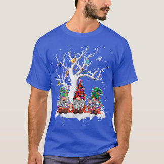 Cute Gnome Buffalo Plaid Christmas Tree Light Ugly T-Shirt