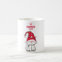Cute gnome cat cartoon with christmas light
