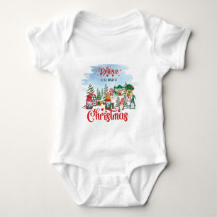 Cute Gnome Celebrating Christmas Holiday Baby Bodysuit
