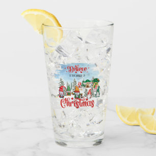 Cute Gnome Celebrating Christmas Holiday Glass
