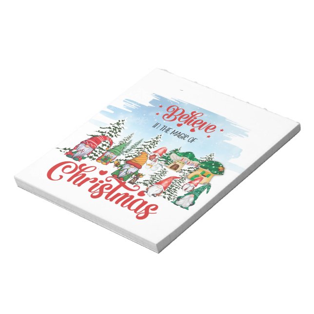 Cute Gnome Celebrating Christmas Holiday Notepad (Rotated)