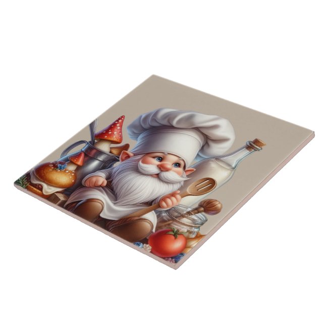 Cute gnome chef lovers  tile (Side)