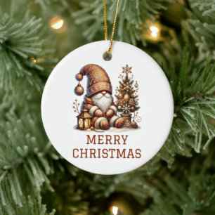 Cute Gnome Christmas Ceramic Ornament