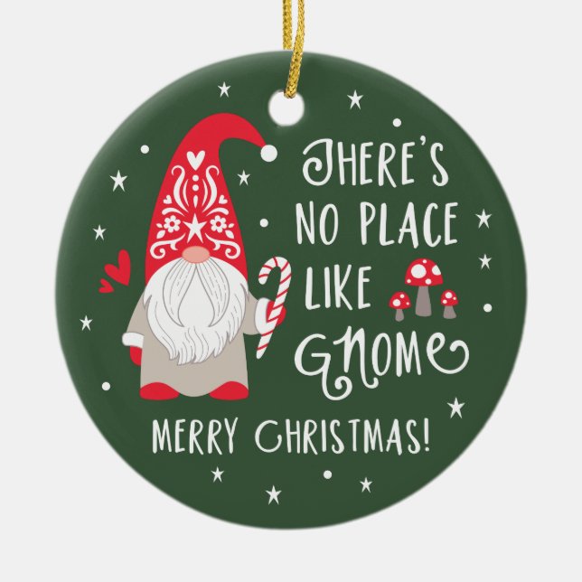 Cute Gnome Christmas  Ceramic Ornament (Front)