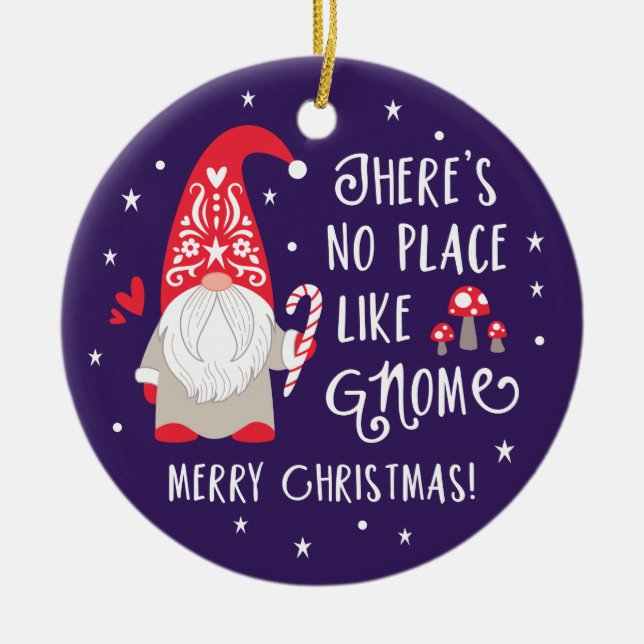 Cute Gnome Christmas  Ceramic Ornament (Front)