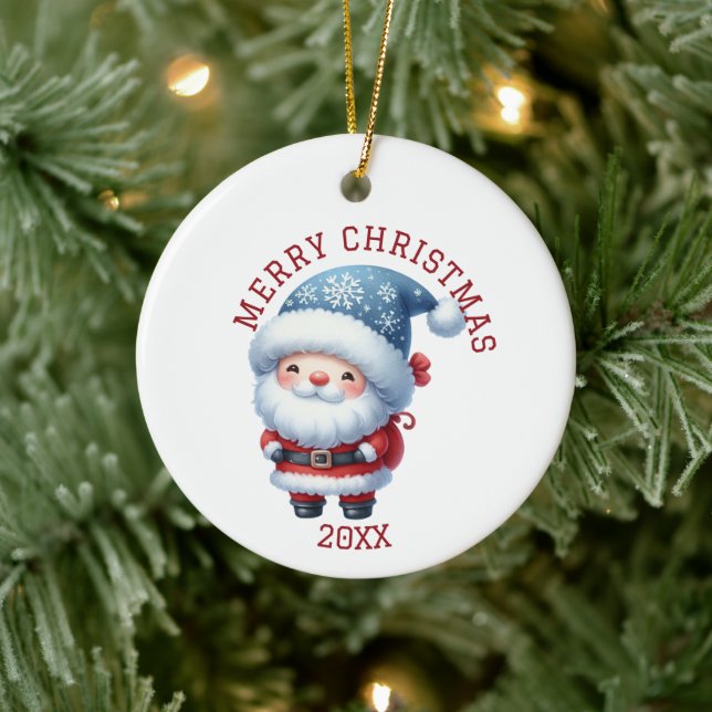 Cute Gnome Christmas Ceramic Ornament (Tree)