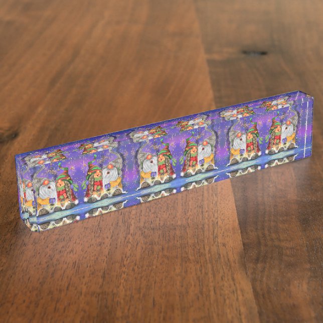 Cute Gnome Christmas Desk Accessories Nameplate (Side)