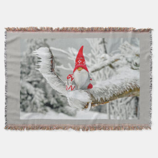 Cute Gnome Christmas Holiday Blanket Throw