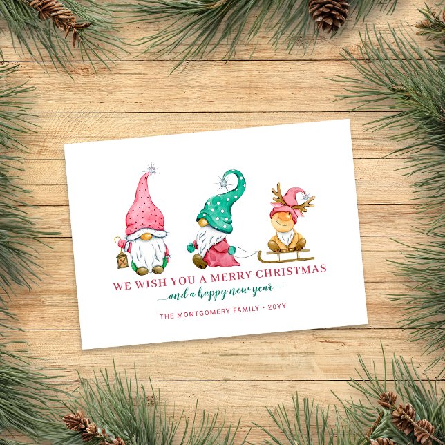 Cute Gnome Christmas Holiday Card (Cute Christmas Gnomes Holiday Card)