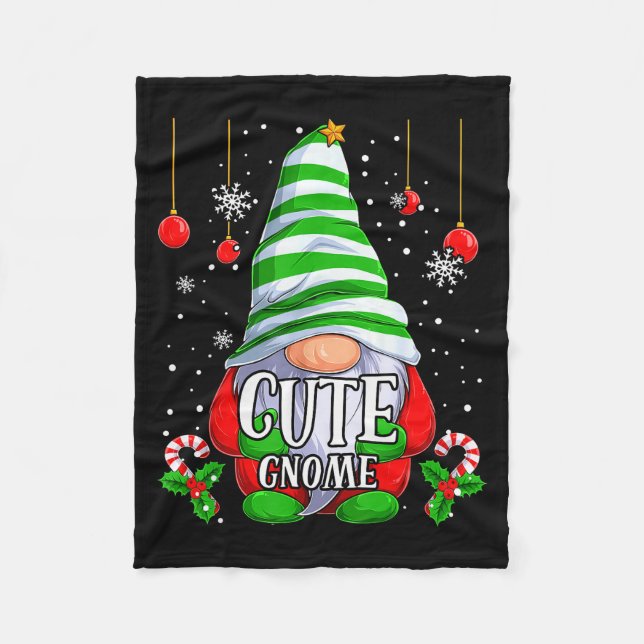 Cute Gnome Christmas Pajamas Matching Family Group Fleece Blanket (Front)
