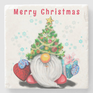 Cute Gnome Christmas Stone Coaster