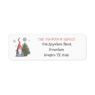 Cute Gnome Christmas Tree Return Name Address