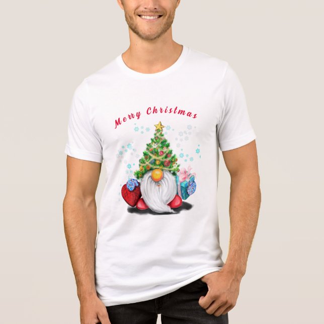 Cute Gnome Christmas Tri-Blend Shirt (Front)