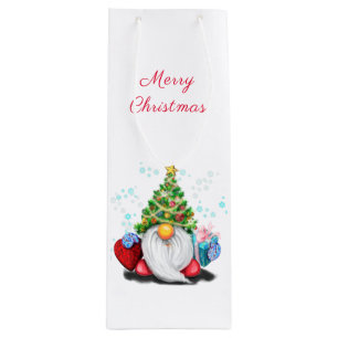 Cute Gnome Christmas Wine Gift Bag